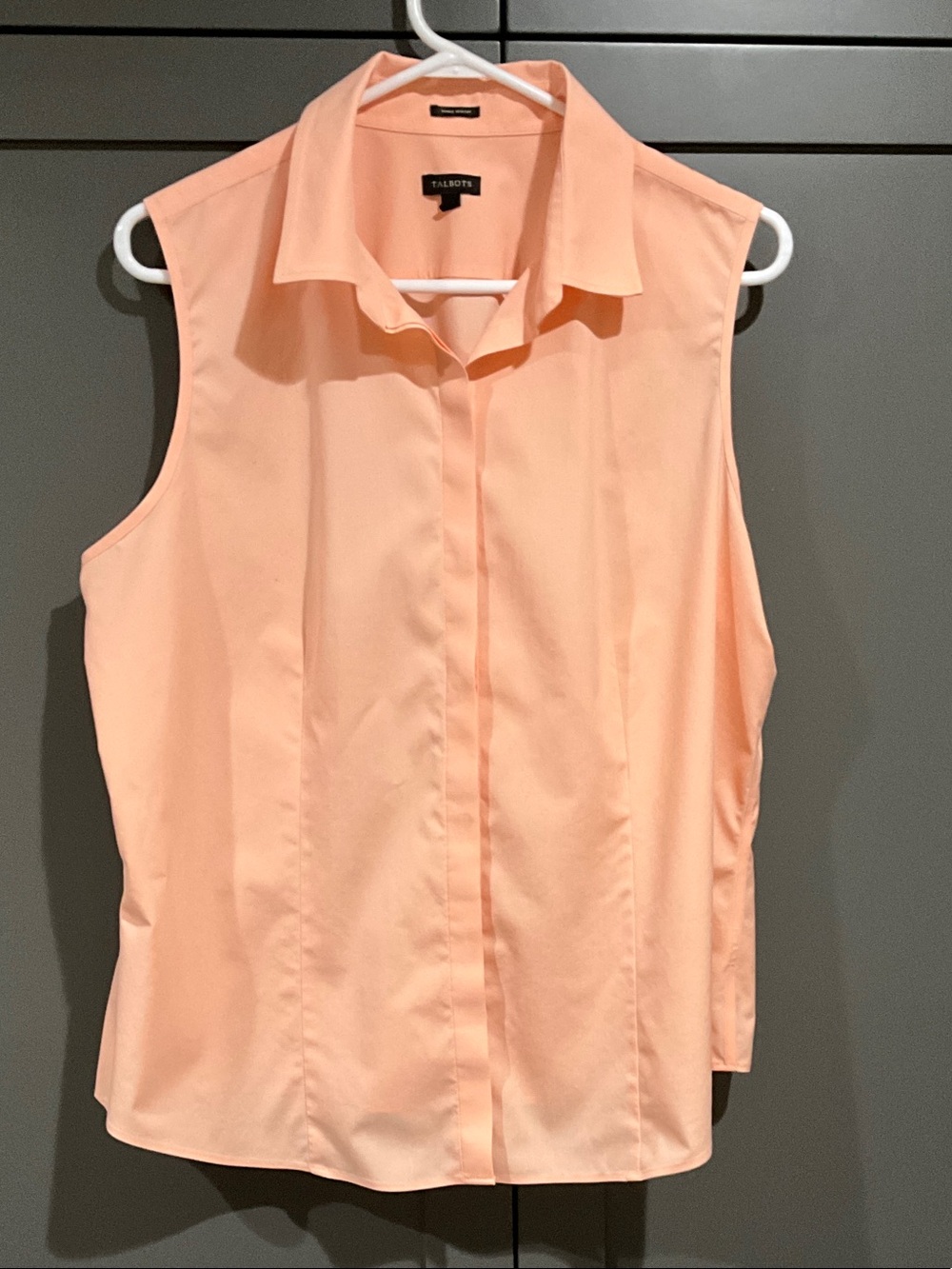 Talbots Sleeveless Peach Collared Button-Front Blouse